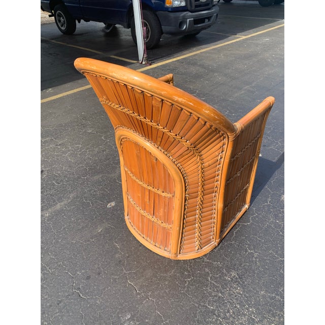 Bring an authentic slice of vintage luxury to your home with this stunning vintage Bloomingdale's "sunrise" lounge...