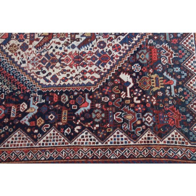 Antique Tribal Persian Rug With Tree of Life & Animal Motifs – Late 19th Century -4' 7'' X 6' 6'' For Sale - Image 10 of 12