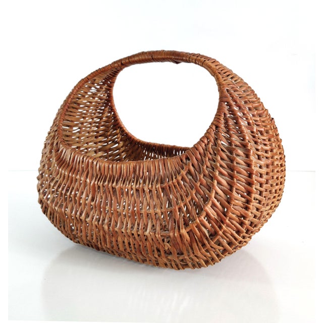 20th Century Rustic Hand Woven Gondola Basket Chairish