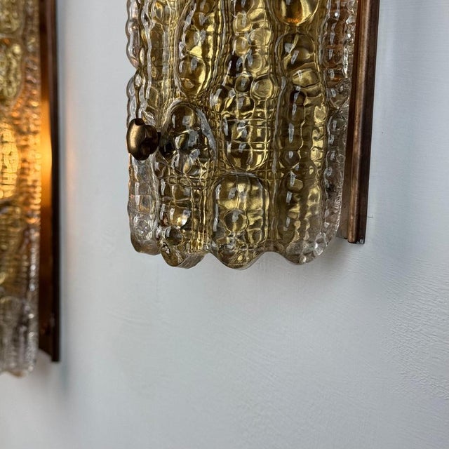 Glass and Brass Wall Lights by Carl Fagerlund for Orrefors, 1970s, Set of 2 For Sale - Image 11 of 18