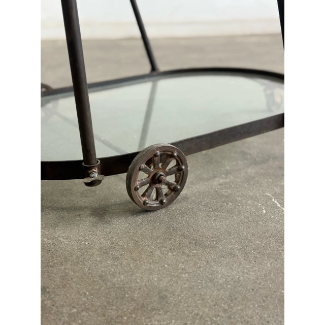 Metal 1960s Patinated Iron Bar Cart For Sale - Image 7 of 12