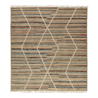 Rug & Kilim’s Modern Rug with Beige-brown Geometric Patterns - 14x20 For Sale