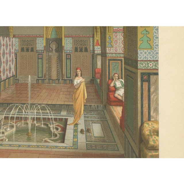 Racinet, Afrique: Cairo Summer Salon Interior, Egypt, 1888, Lithograph For Sale - Image 4 of 10
