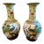 Pair of Large 23” Chinese Jingdezhen Famille Rose Porcelain Peacock Vases on Wood Stands For Sale