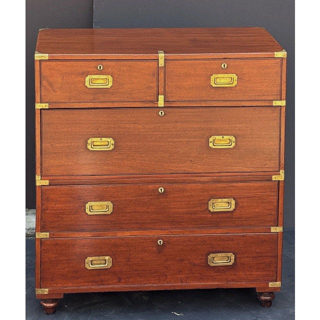 Campaign British Military Officer's Campaign Chest Dresser of Brass-Bound Mahogany For Sale - Image 3 of 11