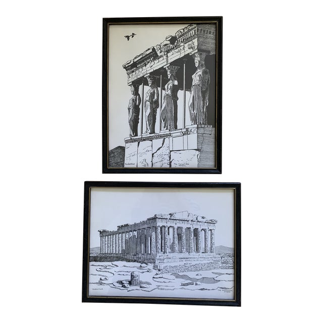 Vintage Architectural Etching of Roman Ruins by Vanderkloot Set of 2 For Sale