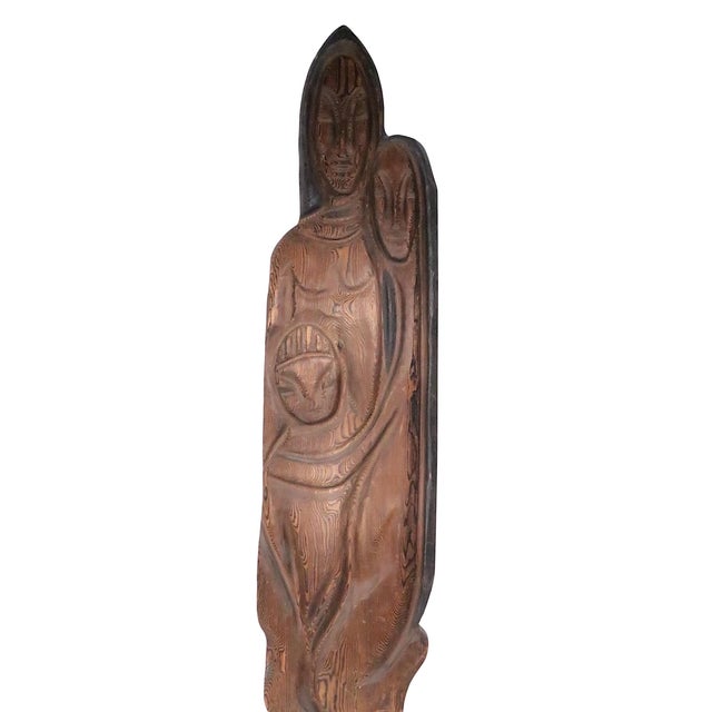Brown Mid 20th Century Mid Century Rustic Witco Carved Burnt Wood Sculpture For Sale - Image 8 of 9