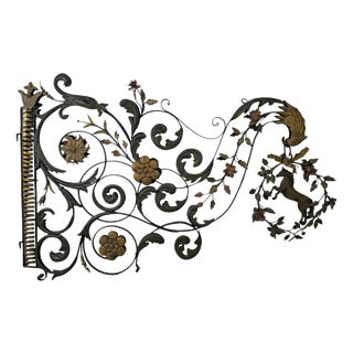 Wrought-Iron Shop Sign with Hanging Horse For Sale