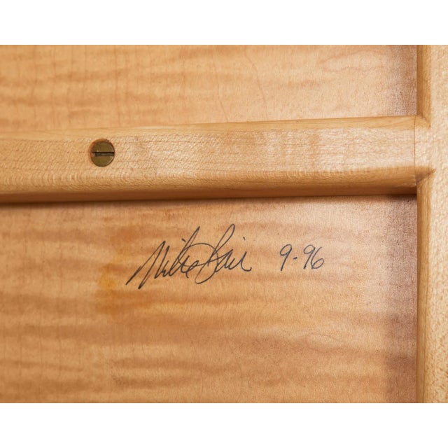 Wood Pair of Post Modern Ebony and Birch Demilune Console Tables For Sale - Image 7 of 13