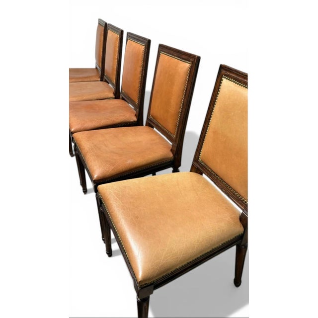 Henredon Set of 10 Ralph Lauren Louis XVI Leather Dining Chairs For Sale - Image 4 of 6