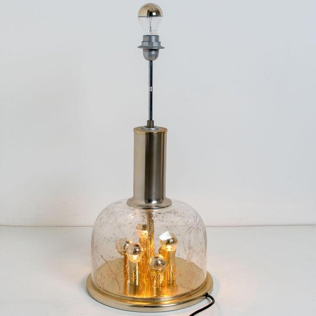Table Lamp in Hand Blown Bubble Glass and Brass by Doria Leuchten, 1970 For Sale - Image 12 of 17