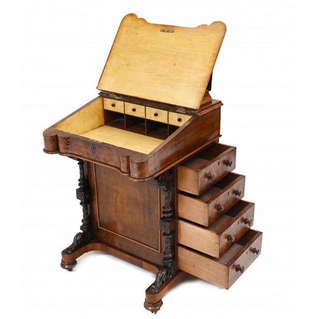 Brown Antique Davenport Desk in Walnut, 1880 For Sale - Image 8 of 16