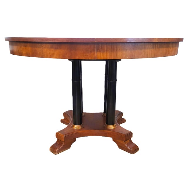 Brown Vintage Cherry Neoclassical Biedermeier Style Dining Table +2 Leaves Ethan Allen For Sale - Image 8 of 18