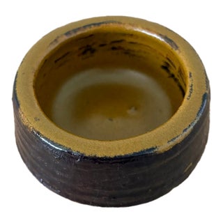 Ring Dish in Brown and Ochre Glaze - Vintage Studio Pottery For Sale