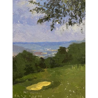 Devou Park by Brad Davis | Oil Painting of a green landscape with trees and distant hills. For Sale