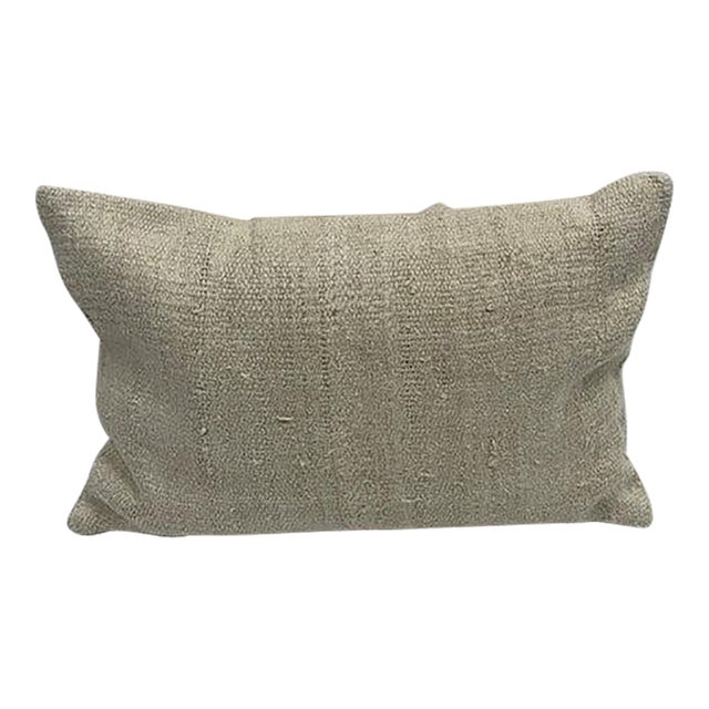 Turkish Hemp Pillow Cushion Natural Cream Pillow Cushion Cover 16" x 24" For Sale