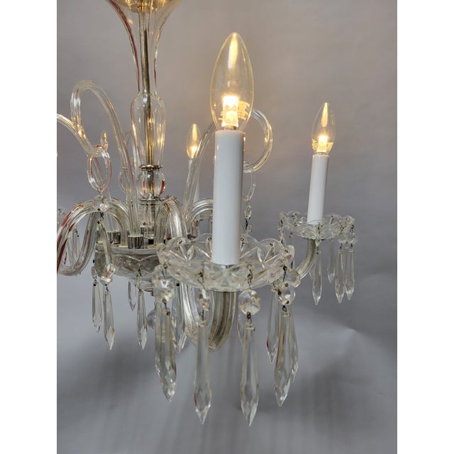 Transparent 20th Century Traditional Crystal Chandelier-5 Arm For Sale - Image 8 of 10