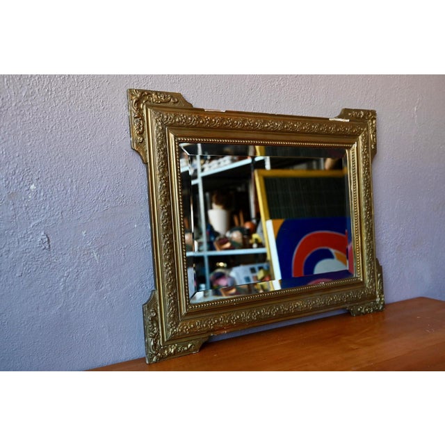 Gilded Neo-Baroque Style Wall Mirror with Stuccoed Wood and Beveled Glass, 1930s For Sale - Image 6 of 9