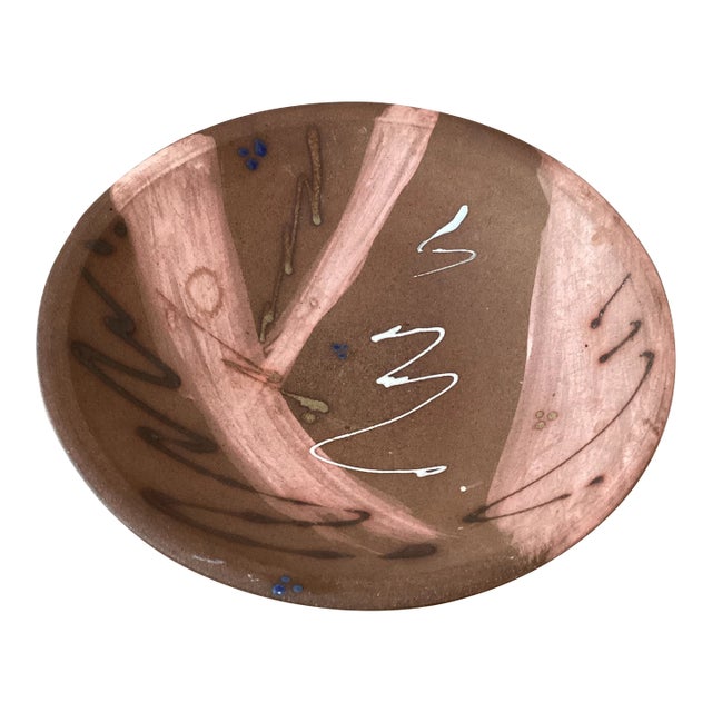 Late 20th Century Art Pottery Large Red Clay Bowl Artist Signed For Sale