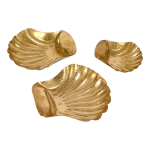 Mid-Century Italian Handmade Brass Shell Shaped Bowls for Metal Art, 1970s, Set of 3