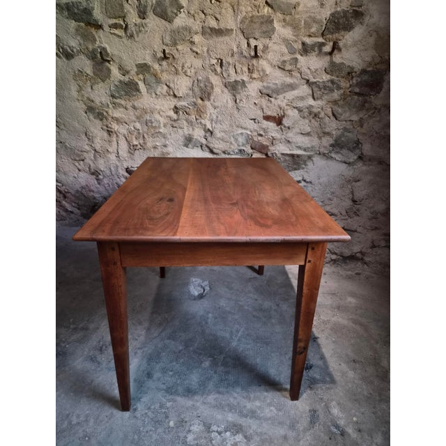 Antique French Walnut Table with Drawer, 1890s For Sale - Image 11 of 18