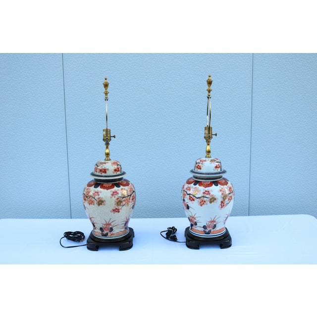 Late 20th-Century Wildwood Japanese Imari Porcelain Ginger Jar Table Lamps, a Pair For Sale - Image 11 of 18