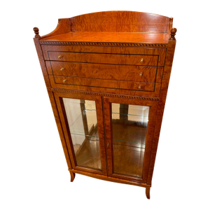 1990s Francesco Molon Giemme Italian Burl Wood Display Cabinet / Curio