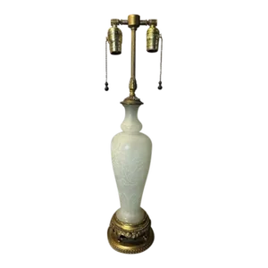 Early 20th Century Steuben Acid Etched Alabaster Art Glass Table Lamp Base 8389