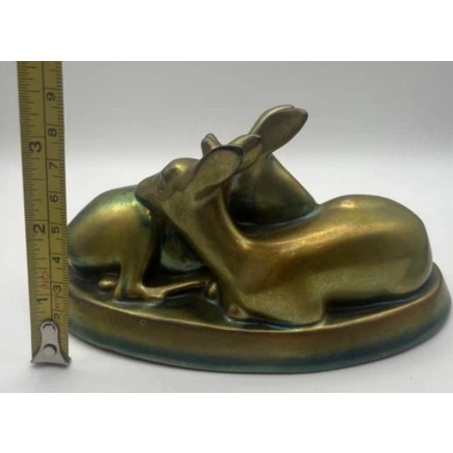 Zsolnay Vintage Zsolnay Hungary Pecs Eosin Glaze Iridescent Ceramics Resting Deer For Sale - Image 4 of 6