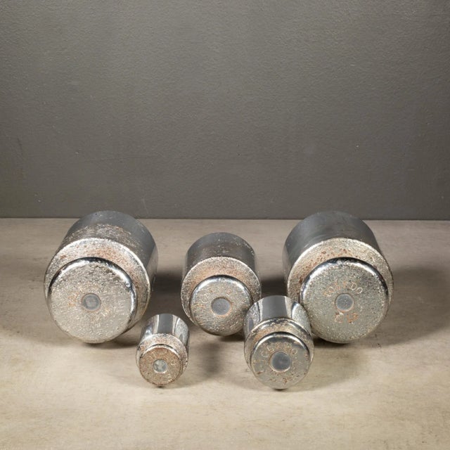 Industrial Vintage Chrome and Steel Weights c.1930-1950 For Sale - Image 3 of 10