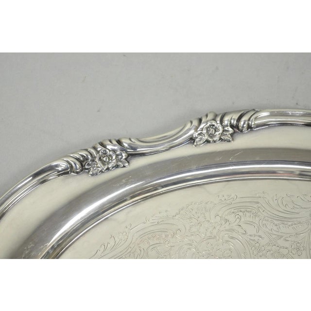 Vintage Reed & Barton 1820 Victorian Silver Plated Oval Serving Platter Bar Tray For Sale In Philadelphia - Image 6 of 16