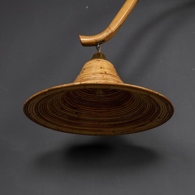 Wood 20th Century Italian Bamboo Arc Floor Lamp by Vivai Del Sud, 1970s For Sale - Image 7 of 15