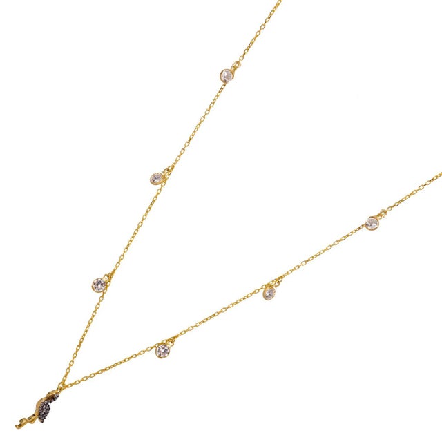 Contemporary Diamond Flamingo Elegance Gold Chain Necklace For Sale - Image 3 of 8