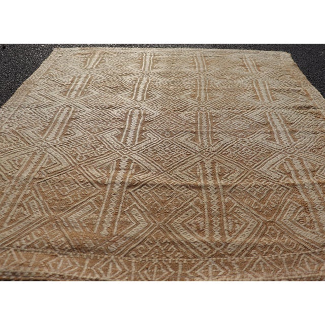 Sand Vintage Turkish Kilim Rug With Allover Geometry in Sand, Wheat, and Ivory For Sale - Image 8 of 10