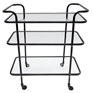 Ever Ready Bar Trolley in Powder Coat & Glass by Gunter Lambert For Sale