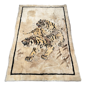 Lambskin and Wool Patchwork Textiles Hong Kong Tiger Pair