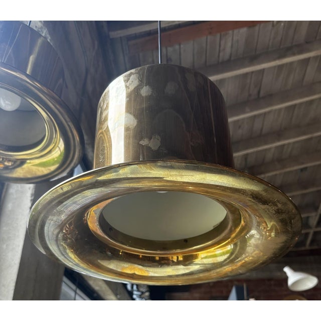 1950 Beautiful Italian Brass Hat Pendant For Sale - Image 4 of 6