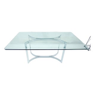 Mid Century c1970s Bent "C" Curve Chrome Ribbon Style Base Dining Table Bauhaus For Sale