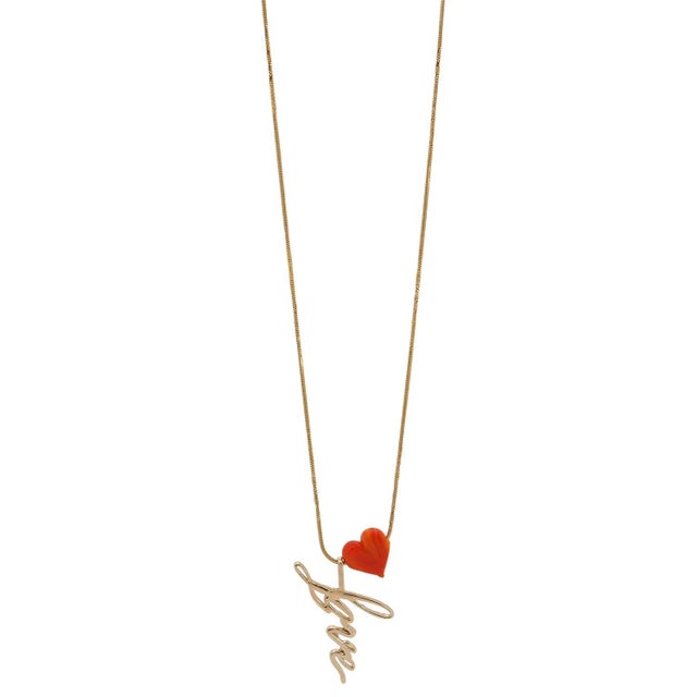 Sunset Heart Love Letter Gold Chain Necklace For Sale - Image 4 of 11