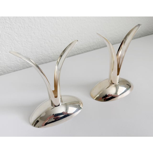 Mid 20th Century Alfredo Sciarrotta Art Deco Style Candlesticks - A Pair For Sale - Image 5 of 8