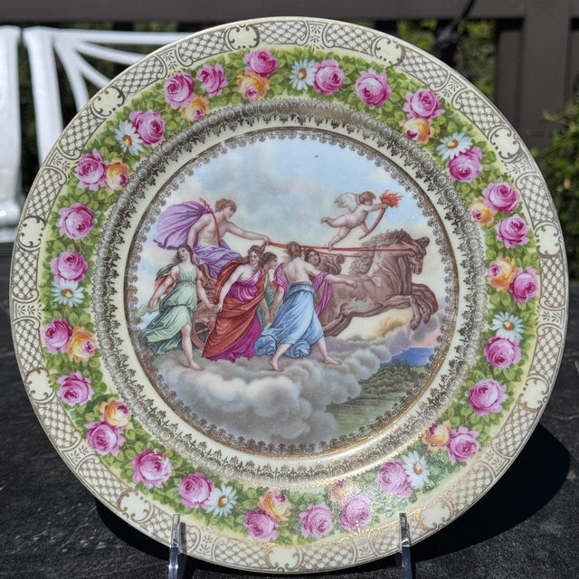Pink Apollo the Sun God Early 20th Century Decorative Wall Plate For Sale - Image 8 of 12