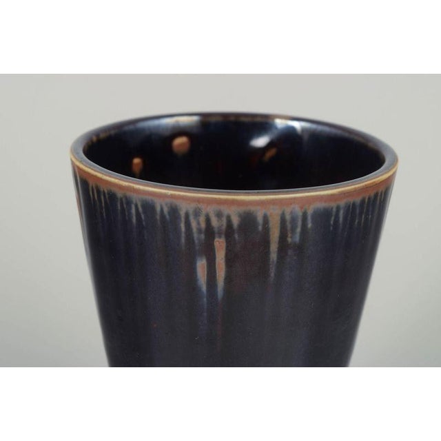 Mid-20th Century Conical Stoneware Vase with Dark Glaze from Rörstrand For Sale - Image 3 of 5