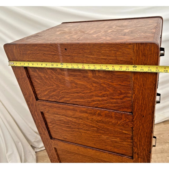 Antique Tiger Oak Filing Cabinet Library Bureau Solemakers Four Drawers 3 Legal Size For Sale - Image 9 of 11