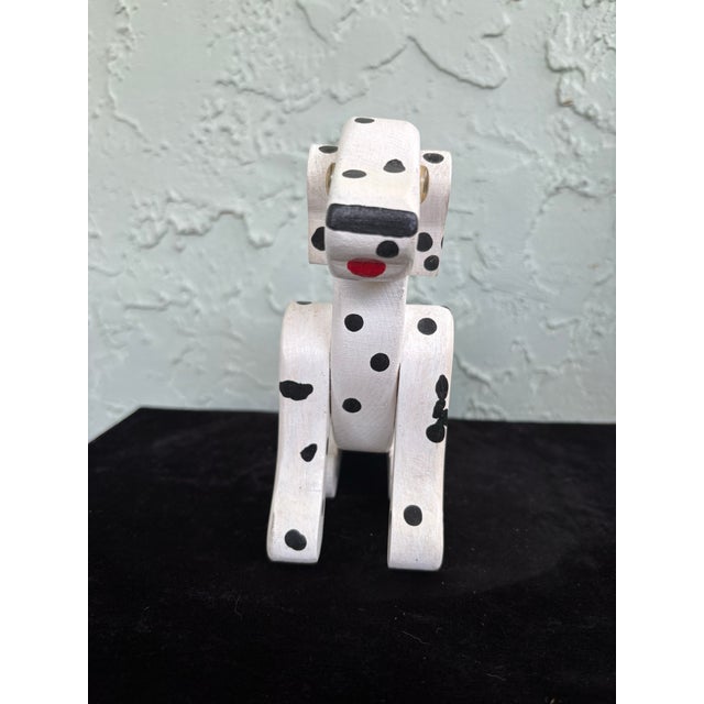 Vintage Hand-Carved Wooden Dalmatian Dog Figurine | Folk Art Style For Sale - Image 4 of 7