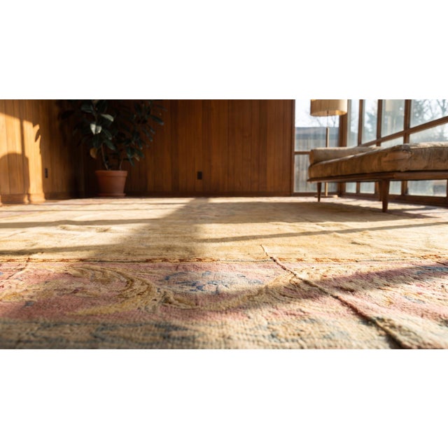 Beautiful and Decorative Beige Background Color With Elegant Floral Motifs Antique French Savonnerie Rug For Sale - Image 14 of 14