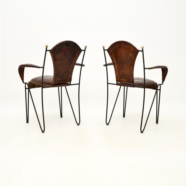 1960s Set of Vintage French Iron and Leather Armchairs, 1960s For Sale - Image 5 of 13