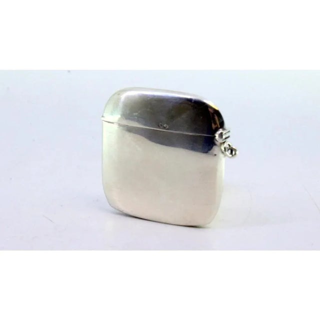 Plain Silver Matchbox with Beveled Corners and Hanging Ring For Sale - Image 5 of 7