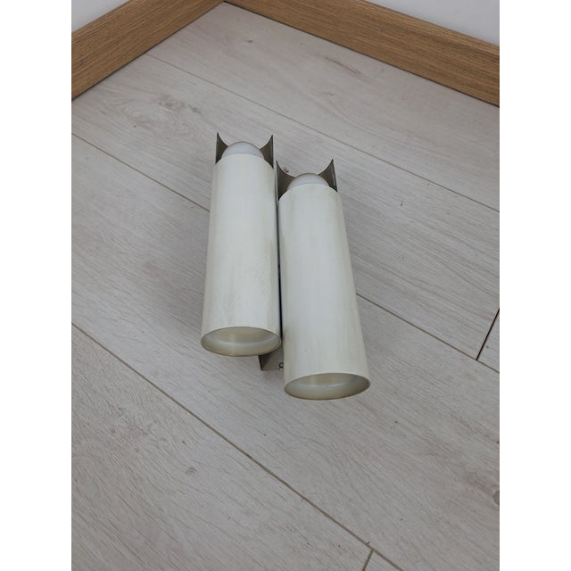 Tubetto Two-Light Wall Lamp in White Iron and Chrome by Stilnovo, 1960s, in Very Good conditions. Designed 1960 to 1969...