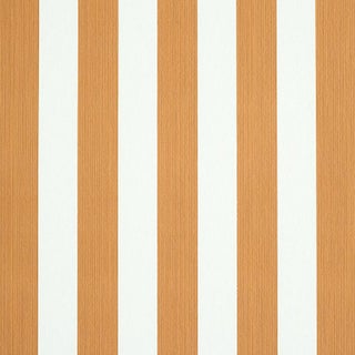 Schumacher Edwin Stripe Medium Wallpaper in Butternut For Sale