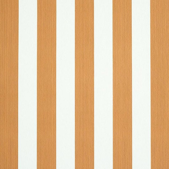 Schumacher Edwin Stripe Medium Wallpaper in Butternut For Sale
